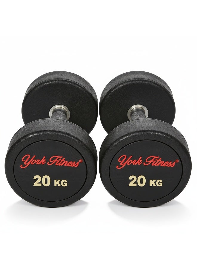 York DZLG11 20 kg Rubber Round Dumbbell - Image 2